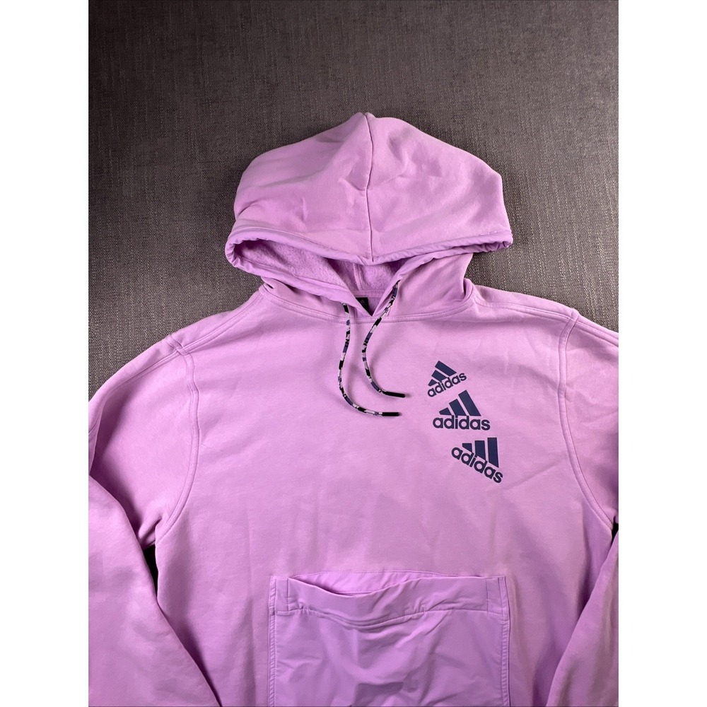 Adidas Essentials Brandlove Fleece Hoodie Unisex Bliss Lilac Loose Fit Size‎ M